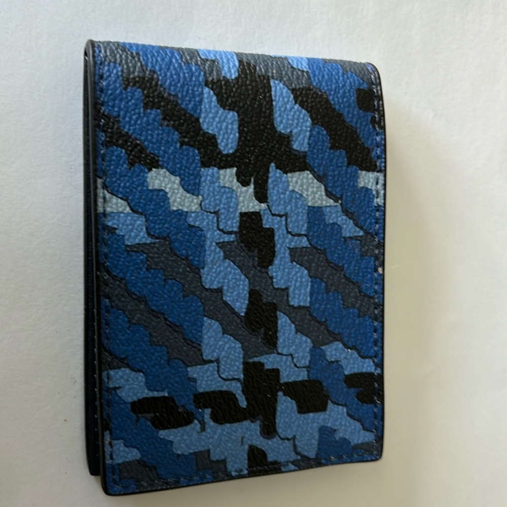 MWT Coach Blue Denim Herringbone Card Holder